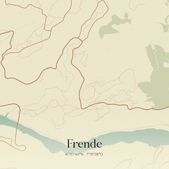 Fototapeta premium Vintage map of Frende, Portugal. 