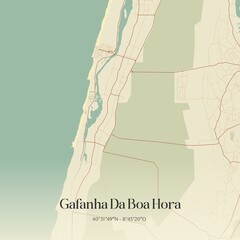 Fototapeta premium Vintage map of Gafanha Da Boa Hora, Portugal. 