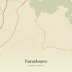 Vintage map of Furadouro, Portugal. 