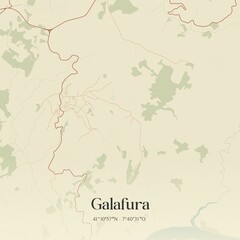 Vintage map of Galafura, Portugal. 