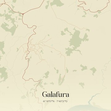 Vintage map of Galafura, Portugal. 