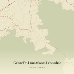 Vintage map of Geraz Do Lima (Santa Leoc�dia), Portugal. 