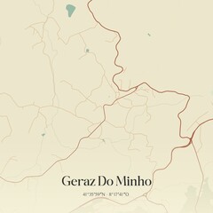 Vintage map of Geraz Do Minho, Portugal. 