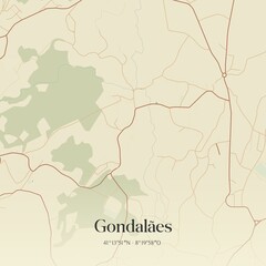 Vintage map of Gondalães, Portugal.