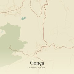 Fototapeta premium Vintage map of Gon�a, Portugal. 