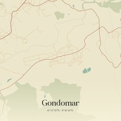 Vintage map of Gondomar, Portugal. 