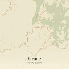 Fototapeta premium Vintage map of Grade, Portugal. 