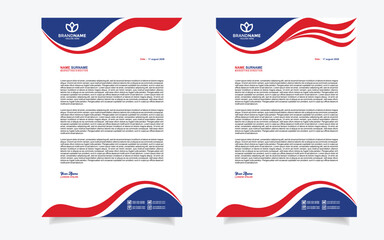professional letterhead template with blue red and white color combination