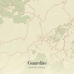 Obraz premium Vintage map of Guardão, Portugal.