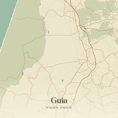 Vintage map of Guia, Portugal. 