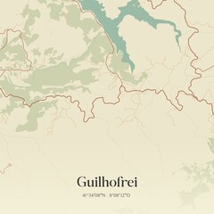 Fototapeta premium Vintage map of Guilhofrei, Portugal. 