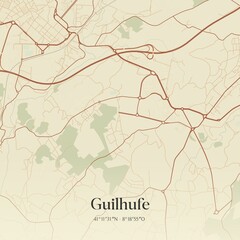 Obraz premium Vintage map of Guilhufe, Portugal. 
