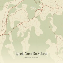 Vintage map of Igreja Nova Do Sobral, Portugal. 