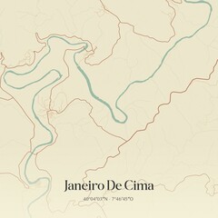 Fototapeta premium Vintage map of Janeiro De Cima, Portugal. 
