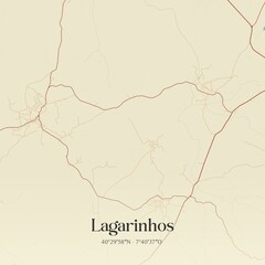Vintage map of Lagarinhos, Portugal. 