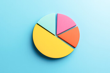 Fototapeta premium Creative colorful pie chart design studio graphic art minimalist aesthetic
