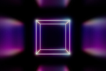 A square with neon lights in it