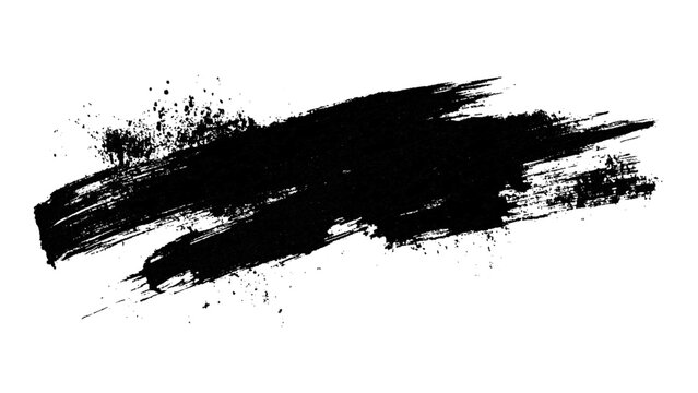 Fototapeta Simple black brush strokes on a white background. Abstract Black Brush Stroke on White Canvas. Abstract black in splash, paint, brush strokes, stain grunge isolated on white background,