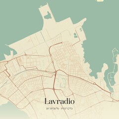 Fototapeta premium Vintage map of Lavradio, Portugal. 
