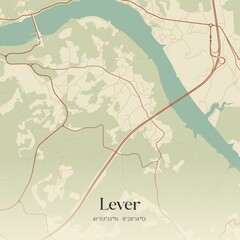 Obraz premium Vintage map of Lever, Portugal. 