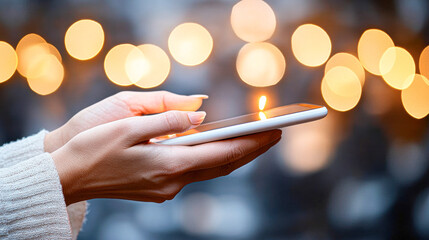 Captivating smartphone use in a nighttime urban setting lifestyle close-up view