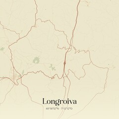 Vintage map of Longroiva, Portugal. 