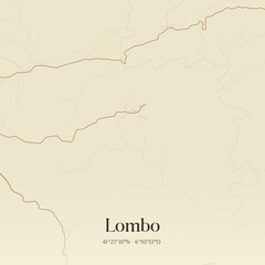 Vintage map of Lombo, Portugal. 