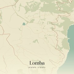 Obraz premium Vintage map of Lomba, Portugal. 