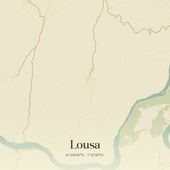 Vintage map of Lousa, Portugal. 