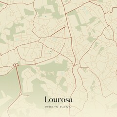 Vintage map of Lourosa, Portugal. 