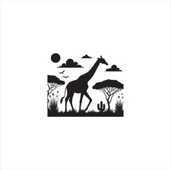Black silhouette giraffe vector