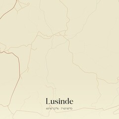 Vintage map of Lusinde, Portugal. 