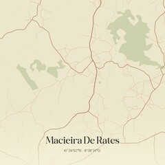 Vintage map of Macieira De Rates, Portugal. 