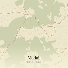 Fototapeta premium Vintage map of Madail, Portugal. 