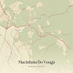 Fototapeta premium Vintage map of Macinhata Do Vouga, Portugal. 