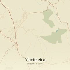 Vintage map of Marteleira, Portugal. 