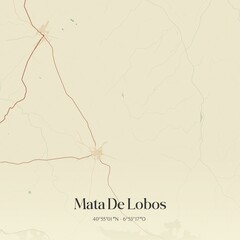 Vintage map of Mata De Lobos, Portugal. 