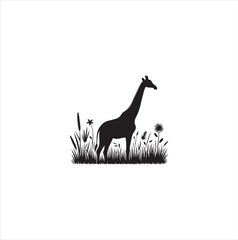 Black silhouette giraffe vector