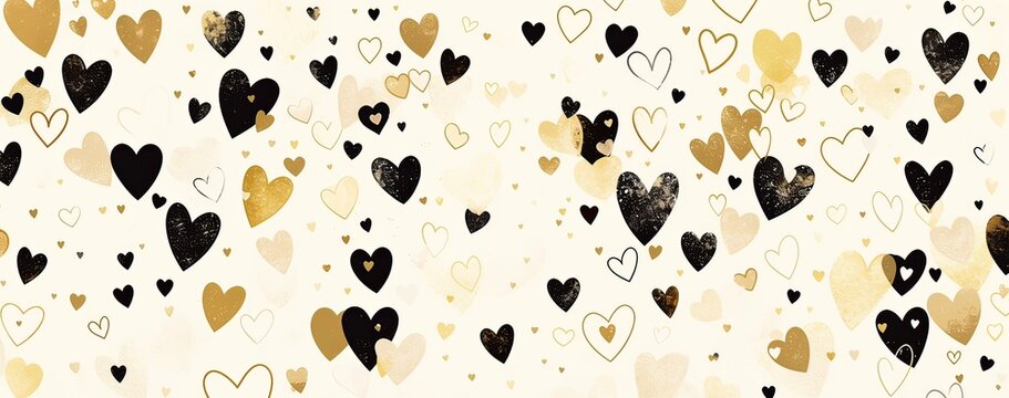 White background with black and gold heart pattern