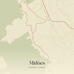 Obraz premium Vintage map of Midões, Portugal.