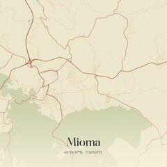 Vintage map of Mioma, Portugal. 