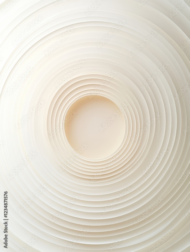 Fototapete Abstract design with concentric circles in soft white tones creating a mesmerizing visual effect for modern decor. Generative AI