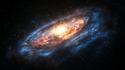 A cosmic explosion sending waves of colorful light across the universe, surrounded by dark space. Galaxy, space, cosmic