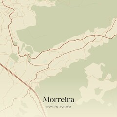 Vintage map of Morreira, Portugal. 