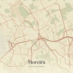 Vintage Map Moreira Portugal
