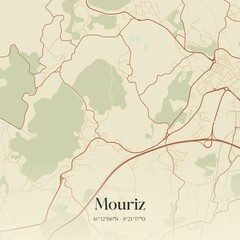 Obraz premium Vintage map of Mouriz, Portugal. 