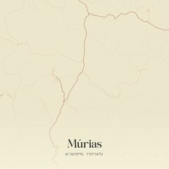 Fototapeta premium Vintage map of M�rias, Portugal. 