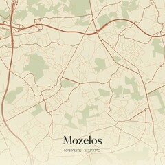 Vintage map of Mozelos, Portugal. 