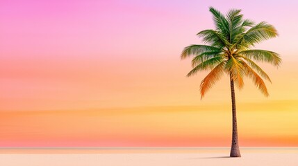 Fototapeta premium Pixel Art Palm Tree on a Sunset Beach