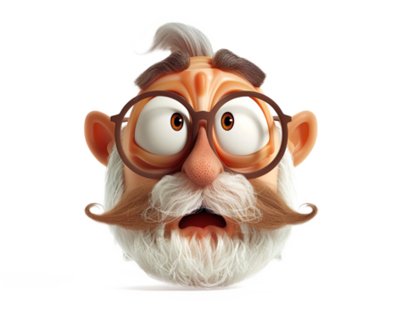 Science cartoon face on a transparent background